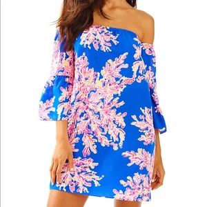 Lily Pulitzer Sanilla Off The Shoulder Silk Dress